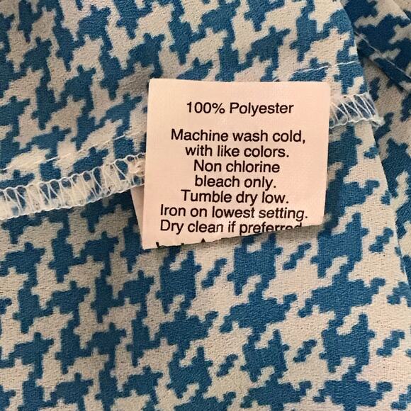 J CREW Houndstooth Plaid Ruffle Front Bib Shirt Top Teal  Blue White sz 2 - Picture 9 of 9